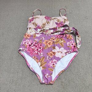 Kona Sol One Piece Swimsuit Multicolored Floral Women’s Size Large
